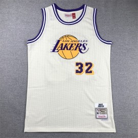 Camiseta Magic Johnson #32 Los Angeles Lakers Blanco Crema