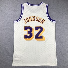 Camiseta Magic Johnson #32 Los Angeles Lakers Blanco Crema Camiseta Magic Johnson #32 Los Angeles Lakers Blanco Crema