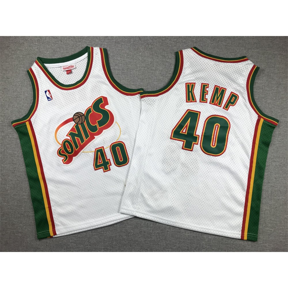Camiseta Shawn Kemp #40 Seattle Super Sonics Blanco Niño Camiseta Shawn Kemp #40 Seattle Super Sonics Blanco Niño