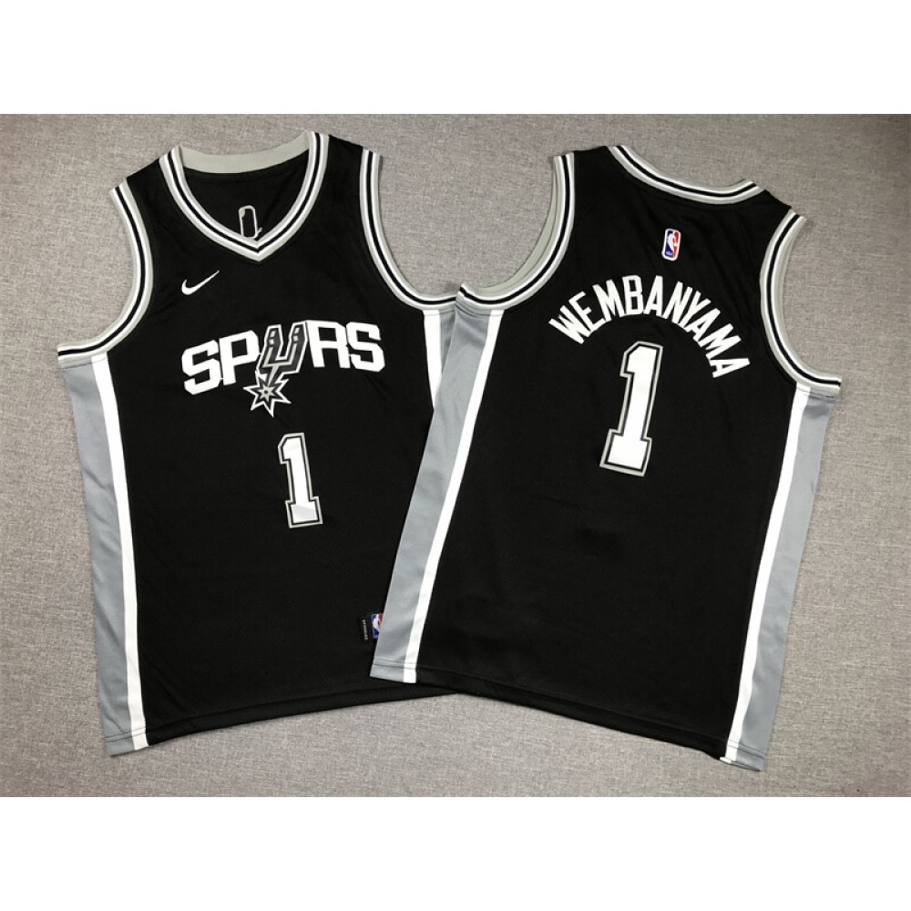 Camiseta Victor Wembanyama #1 San Antonio Spurs Negro Niño Camiseta Victor Wembanyama #1 San Antonio Spurs Negro Niño