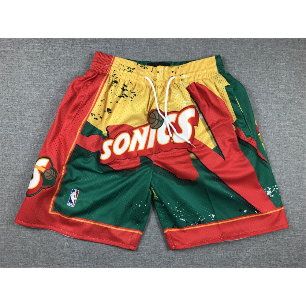 Pantalón Corto De Bolsillo Seattle Super Sonics Swingman Rojo/verde