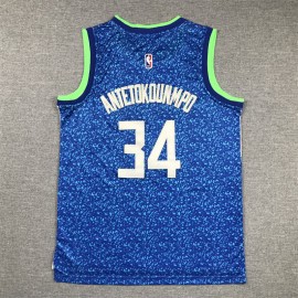 Camiseta Antetokounmpo #34 Milwaukee Bucks 2024 City Edition Azul Niño Camiseta Antetokounmpo #34 Milwaukee Bucks 2024 City Edition Azul Niño