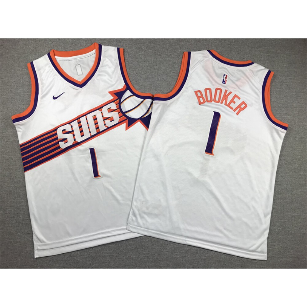Camiseta Devin Booker #1 Phoenix Suns 2024 Blanco Niño Camiseta Devin Booker #1 Phoenix Suns 2024 Blanco Niño