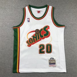 Camiseta Gary Payton #20 Seattle Super Sonics Edición Clásico Blanco Niño