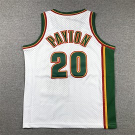 Camiseta Gary Payton #20 Seattle Super Sonics Edición Clásico Blanco Niño