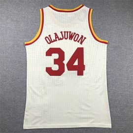Camiseta Hakeem Olajuwon #34 Houston Rockets Blanco Crema Camiseta Hakeem Olajuwon #34 Houston Rockets Blanco Crema