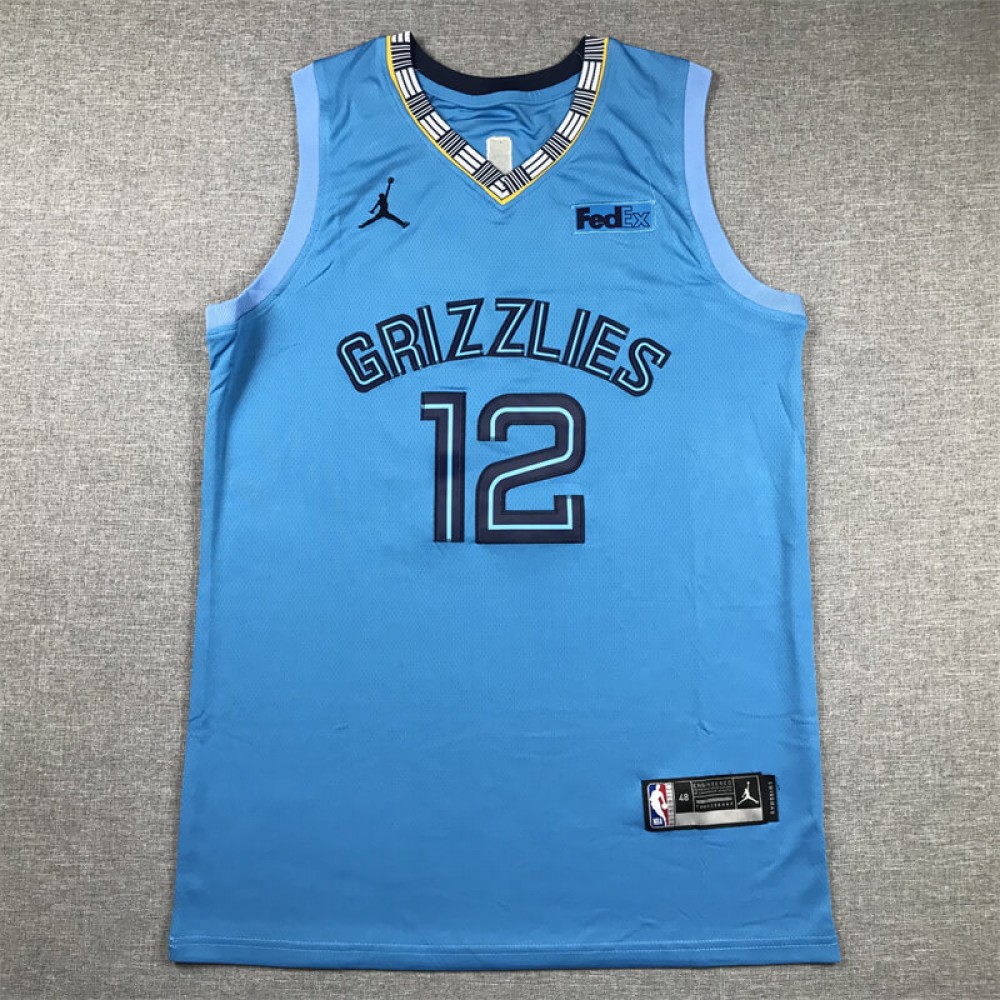 Camiseta Ja Morant #12 Memphis Grizzlies 2022 Edición 75 Aniversario City Edition Azul Claro Camiseta Ja Morant #12 Memphis Grizzlies 2022 Edición 75 Aniversario City Edition Azul Claro