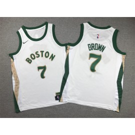Camiseta Jaylen Brown #7 Boston Celtics 2024 Blanco City Edition Niño