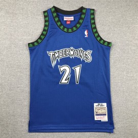 Camiseta Kevin Garnett #21 Minnesota Timberwolves 2003/04 Azul Niño