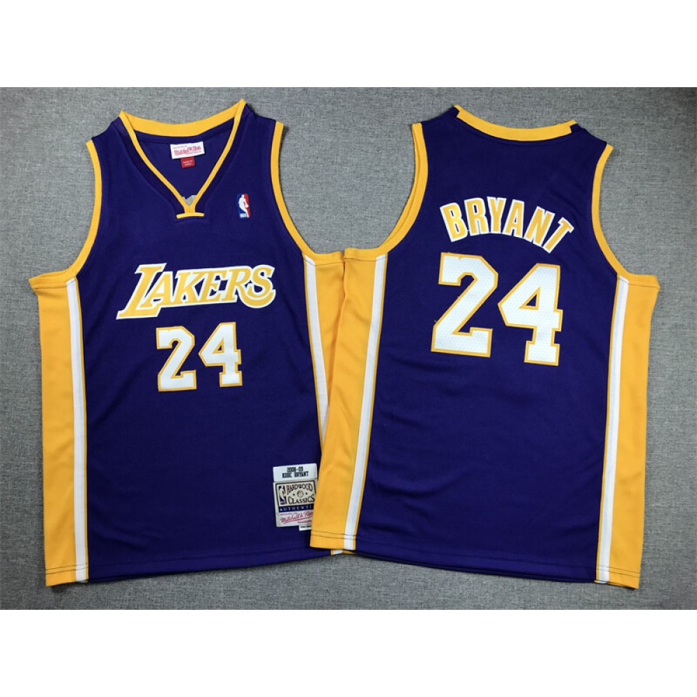 Camiseta Kobe Bryant #24 Los Angeles Lakers 2009 Púrpura V-Neck Niño
