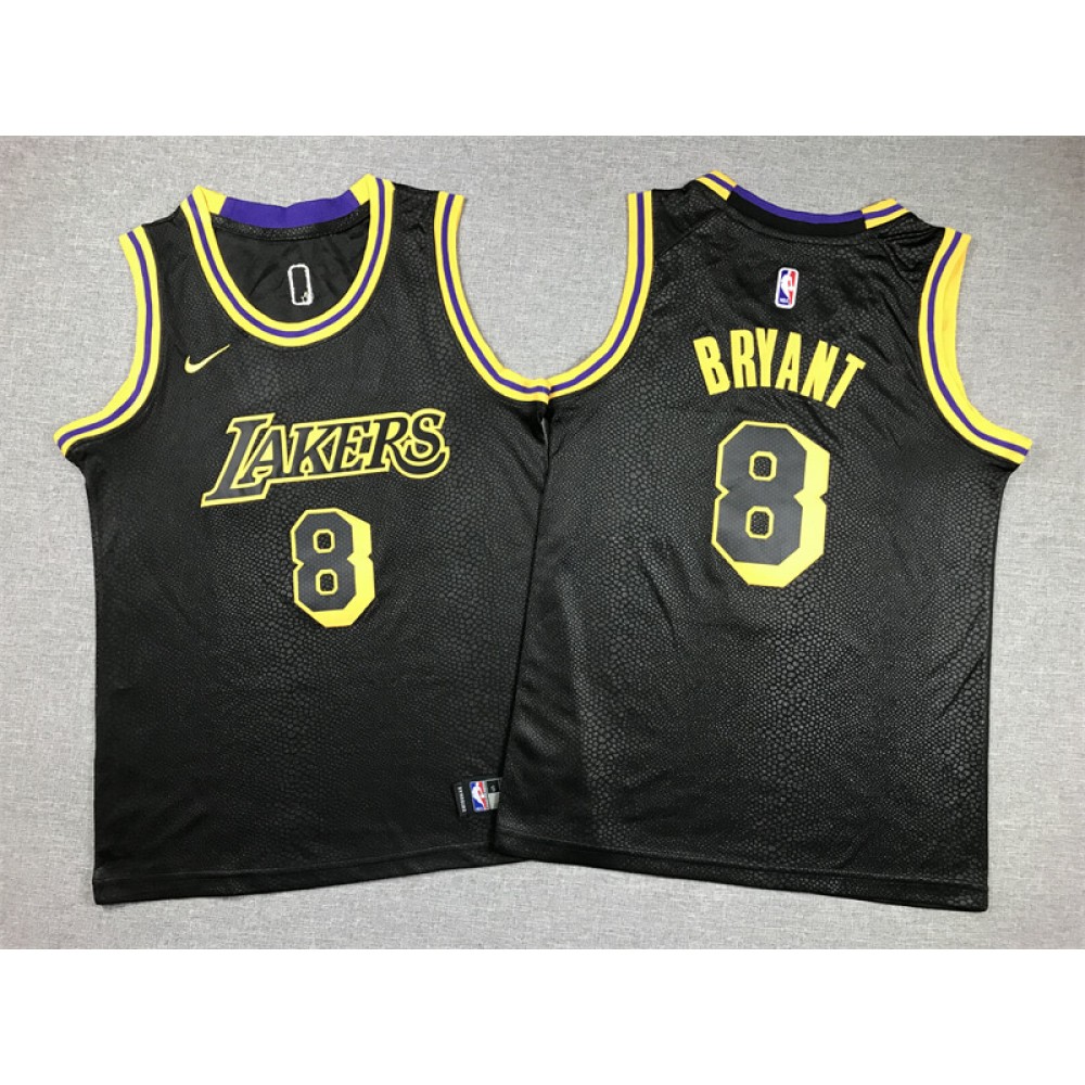 Camiseta Kobe Bryant #8 Los Angeles Lakers Estampado De Serpiente Mamba Negro Niño Camiseta Kobe Bryant #8 Los Angeles Lakers Estampado De Serpiente Mamba Negro Niño