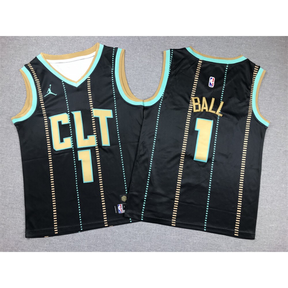 Camiseta LaMelo Ball #1 Charlotte Hornets 2023 City Edition Negro Niño Camiseta LaMelo Ball #1 Charlotte Hornets 2023 City Edition Negro Niño