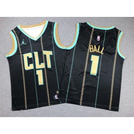 Camiseta LaMelo Ball #1 Charlotte Hornets 2023 City Edition Negro Niño