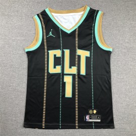 Camiseta LaMelo Ball #1 Charlotte Hornets 2023 City Edition Negro Niño Camiseta LaMelo Ball #1 Charlotte Hornets 2023 City Edition Negro Niño