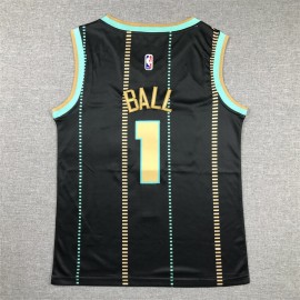 Camiseta LaMelo Ball #1 Charlotte Hornets 2023 City Edition Negro Niño Camiseta LaMelo Ball #1 Charlotte Hornets 2023 City Edition Negro Niño