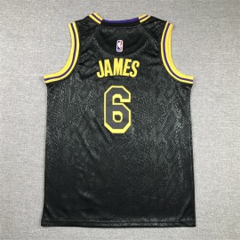 Camiseta LeBron James #6 Los Angeles Lakers Estampado De Serpiente Mamba Negro Niño Camiseta LeBron James #6 Los Angeles Lakers Estampado De Serpiente Mamba Negro Niño
