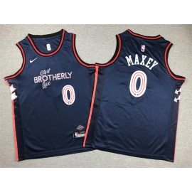 Camiseta Tyrese Maxey #0 Philadelphia 76ers 2024 City Edition Azul Oscuro Niño