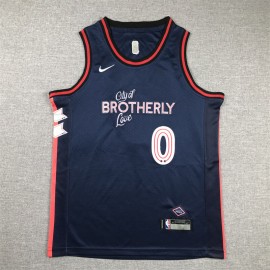 Camiseta Tyrese Maxey #0 Philadelphia 76ers 2024 City Edition Azul Oscuro Niño Camiseta Tyrese Maxey #0 Philadelphia 76ers 2024 City Edition Azul Oscuro Niño