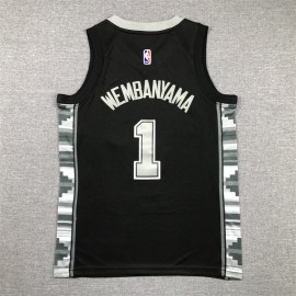 Camiseta Victor Wembanyama #1 San Antonio Spurs 2023 Edición Statement Negro Niño