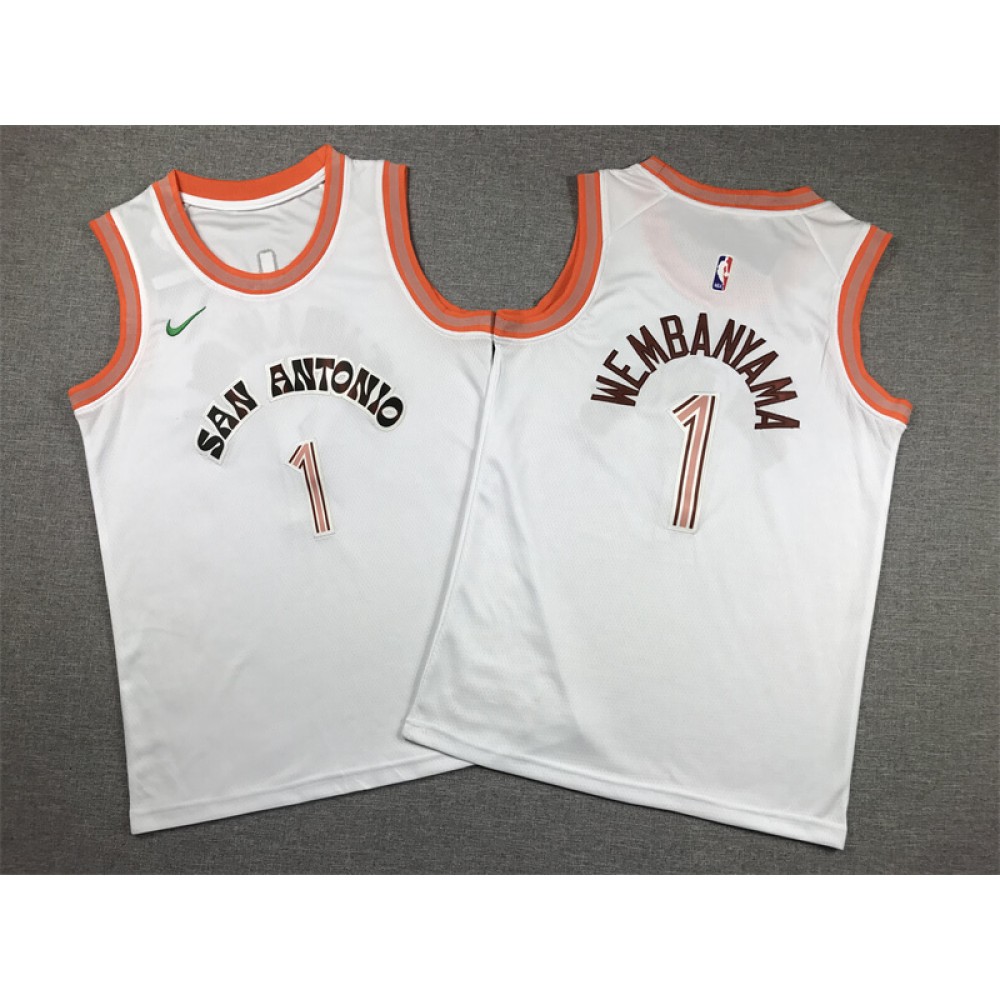 Camiseta Victor Wembanyama #1 San Antonio Spurs 2024 City Edition Blanco Niño Camiseta Victor Wembanyama #1 San Antonio Spurs 2024 City Edition Blanco Niño