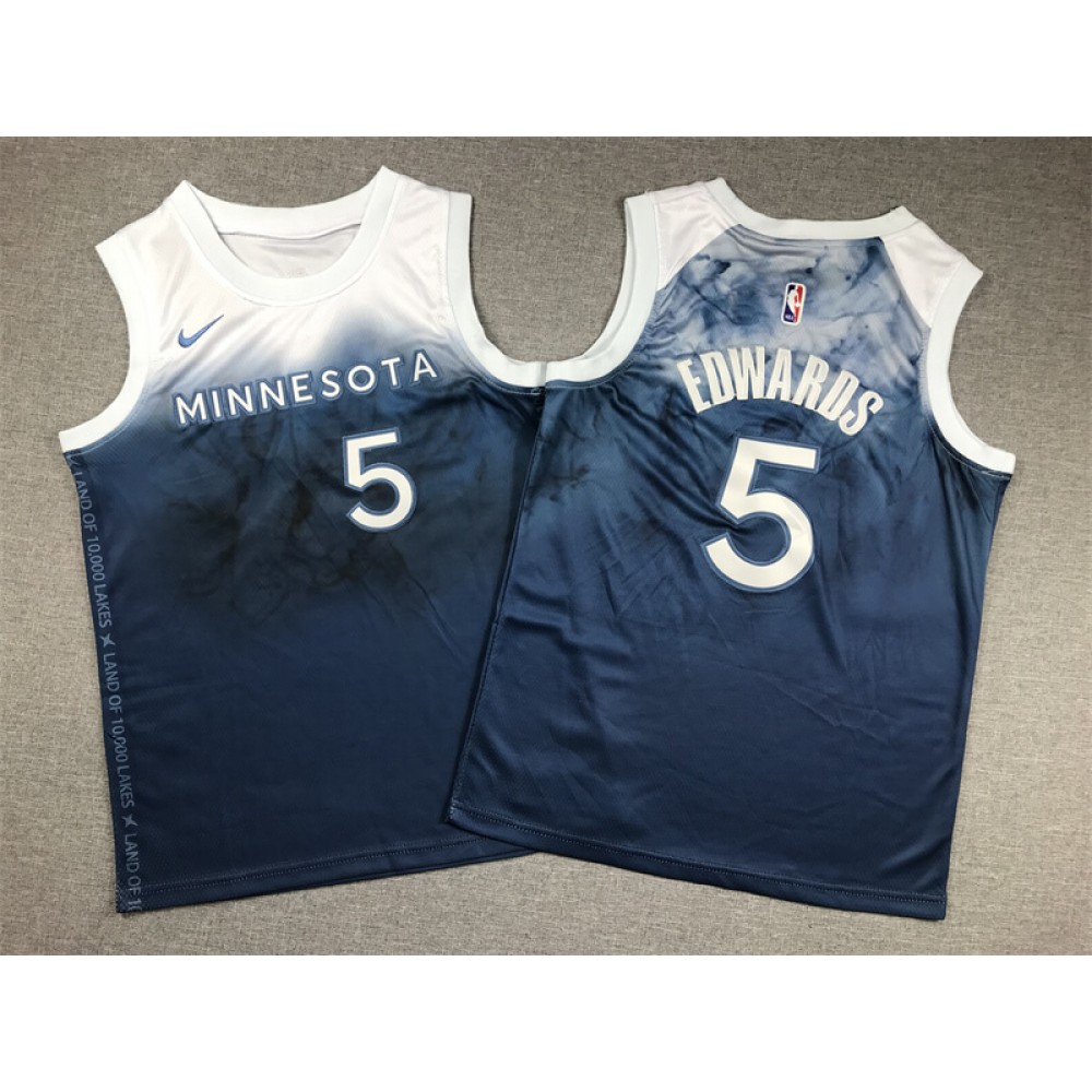 Camiseta Anthony Edwards #5 Minnesota Timberwolves 2024 City Edition Azul Niño Camiseta Anthony Edwards #5 Minnesota Timberwolves 2024 City Edition Azul Niño