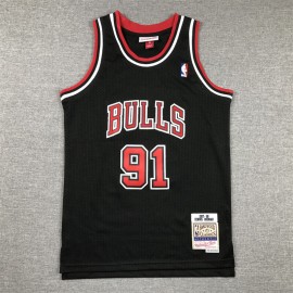 Camiseta Dennis Rodman #91 Chicago Bulls 1998 Negro Niño
