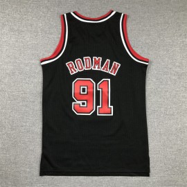 Camiseta Dennis Rodman #91 Chicago Bulls 1998 Negro Niño