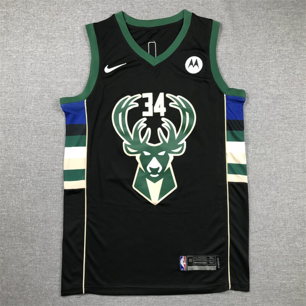 Camiseta Giannis Antetokounmpo #34 Milwaukee Bucks Negro Camiseta Giannis Antetokounmpo #34 Milwaukee Bucks Negro