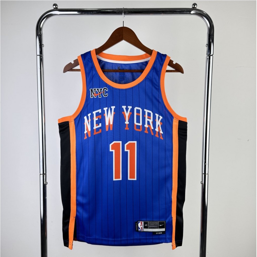 Camiseta Jalen Brunson #11 New York Knicks 2023/24 City Edition Azul Camiseta Jalen Brunson #11 New York Knicks 2023/24 City Edition Azul