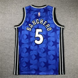 Camiseta Paolo Banchero #5 Orlando Magic Edición Clásico Azul Con Estrellas Niño