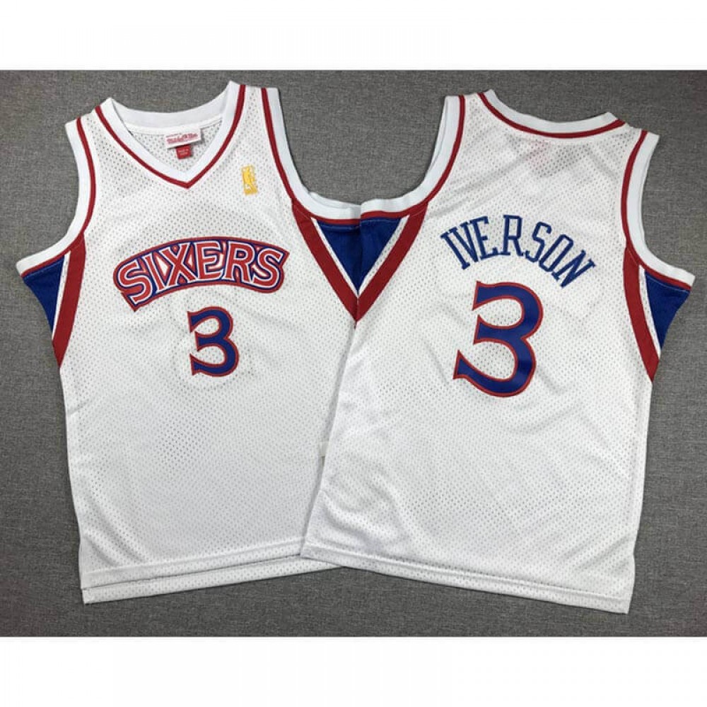 Camiseta Allen Iverson #3 Philadelphia 76ers 96/97 Blanco Edición Clasico Niño