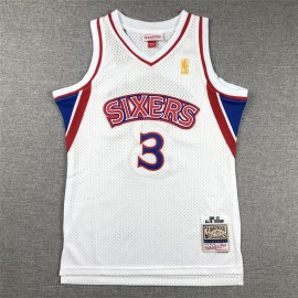 Camiseta Allen Iverson #3 Philadelphia 76ers 96/97 Blanco Edición Clasico Niño
