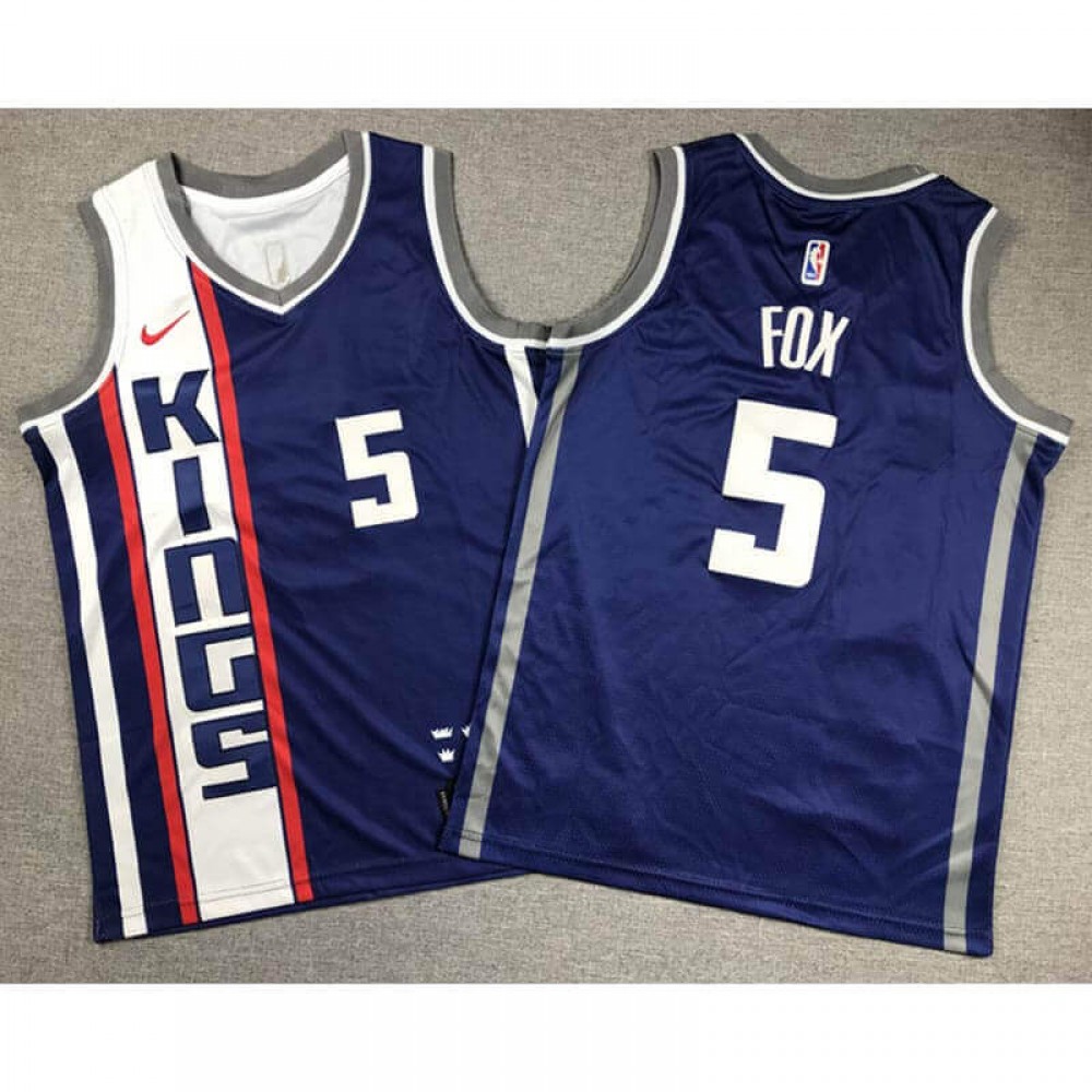 Camiseta De'Aaron Fox #5 Sacramento Kings 2024 Azul City Edition Niño Camiseta De'Aaron Fox #5 Sacramento Kings 2024 Azul City Edition Niño