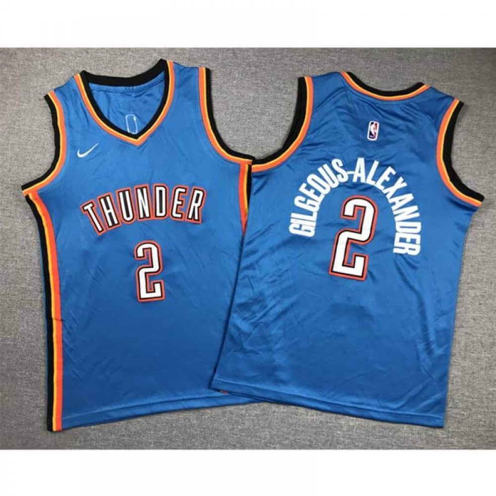 Camiseta Shai Gilgeous-Alexander #2 Oklahoma City Thunder 2024 Azul Niño Camiseta Shai Gilgeous-Alexander #2 Oklahoma City Thunder 2024 Azul Niño
