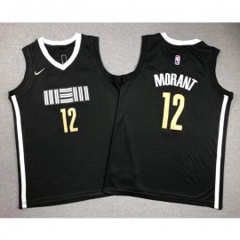 Camiseta Ja Morant #12 Memphis Grizzlies 2024 Negro City Edition Niño