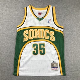 Camiseta Kevin Durant #35 Seattle Super Sonics Blanco Edición Clasico Niño Camiseta Kevin Durant #35 Seattle Super Sonics Blanco Edición Clasico Niño