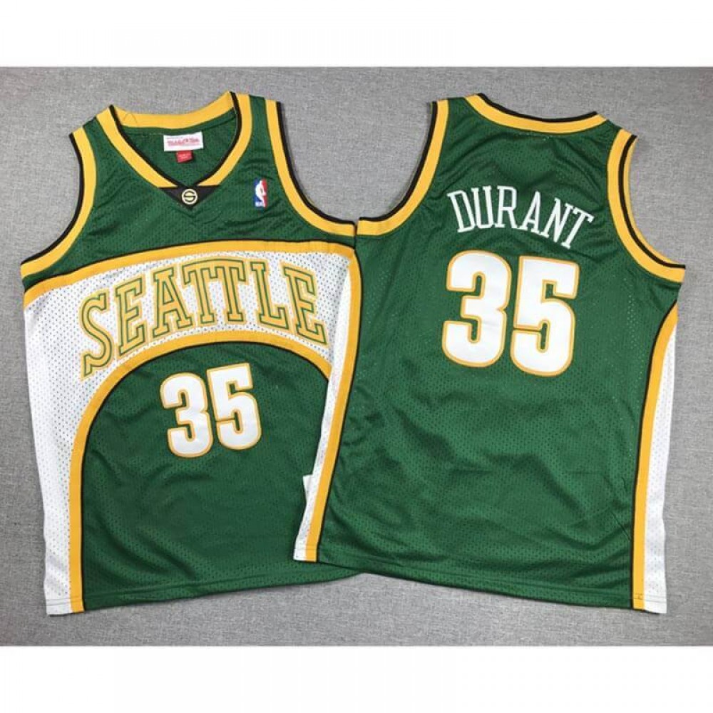 Camiseta Kevin Durant #35 Seattle Super Sonics Verde Edición Clasico Niño Camiseta Kevin Durant #35 Seattle Super Sonics Verde Edición Clasico Niño