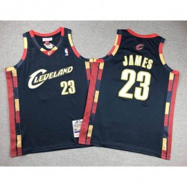 Camiseta Lebron James #23 Cleveland Cavaliers Azul Oscuro Retro Niño