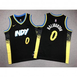 Camiseta Tyrese Haliburton #0 Indiana Pacers 2024 Negro City Edition Niño