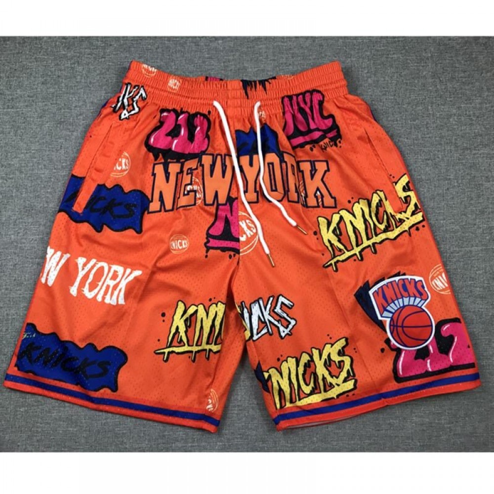 Pantalón Corto De Bolsillo New York Knicks 2024 Grafiti Naranja