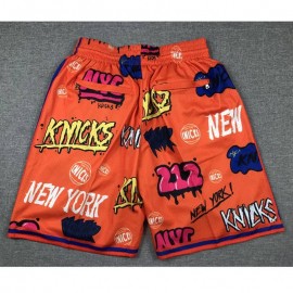 Pantalón Corto De Bolsillo New York Knicks 2024 Grafiti Naranja