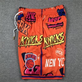Pantalón Corto De Bolsillo New York Knicks 2024 Grafiti Naranja
