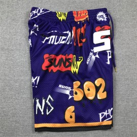 Pantalón Corto De Bolsillo Phoenix Suns 2024 Grafiti Morado