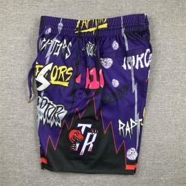 Pantalon Corto De Bolsillo Toronto Raptors 2024 Grafiti Morado  Pantalon Corto De Bolsillo Toronto Raptors 2024 Grafiti Morado