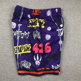 Pantalon Corto De Bolsillo Toronto Raptors 2024 Grafiti Morado  Pantalon Corto De Bolsillo Toronto Raptors 2024 Grafiti Morado