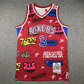 Camiseta Allen Iverson #3 Philadelphia 76ers 2024 Grafiti Rojo