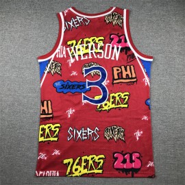 Camiseta Allen Iverson #3 Philadelphia 76ers 2024 Grafiti Rojo Camiseta Allen Iverson #3 Philadelphia 76ers 2024 Grafiti Rojo