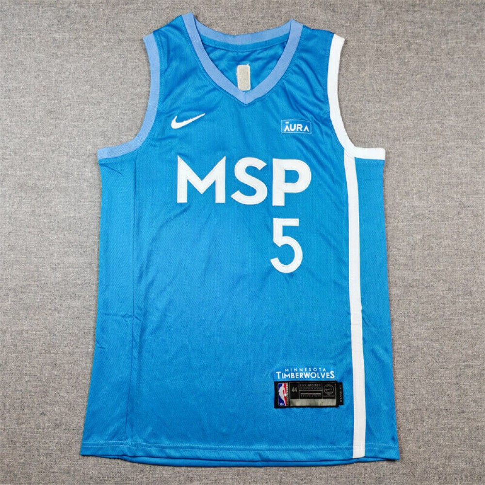 Camiseta Anthony Edwards #5 Minnesota Timberwolves 2024 Azul Claro Camiseta Anthony Edwards #5 Minnesota Timberwolves 2024 Azul Claro