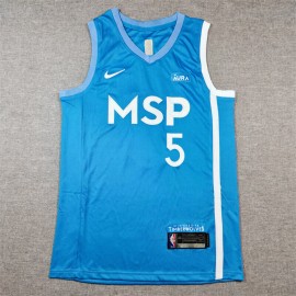 Camiseta Anthony Edwards #5 Minnesota Timberwolves 2024 Azul Claro