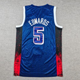 Camiseta Anthony Edwards #5 USA Dream Team 2024 Edición Olímpica París Azul Camiseta Anthony Edwards #5 USA Dream Team 2024 Edición Olímpica París Azul